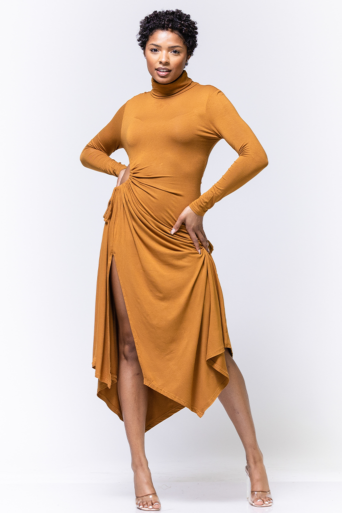 Asymmetric Cut-out Maxi Dress | Mustard MelroseBlue Asymmetric Cut-out Maxi Dress | Mustard MelroseBlue